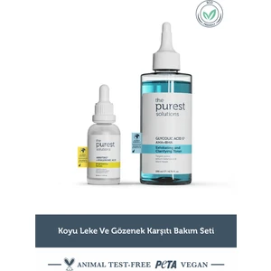 The Purest Solutions Karma Ciltler İçin Arbutin Serum ve Aydınlatıcı Tonik Seti - Sebum Dengeleyici İkili Set