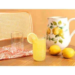 Madame Coco STD White Leaves Musette 4 Lü Meşrubat Bardağı Seti - 365 ml Klas