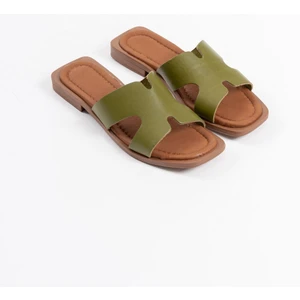 Fergei Premium Haki Yeşili Hakiki Deri Terlik