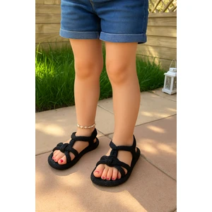 Örgü Desenli Kaymaz Taban Yumuşak Anne Kız Sandalet