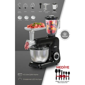  SMX-2775 Çok Amaçlı Mutfak Şefi ( Hamur - Kıyma - Blender Makinesi ) Hediye Spatula Seti