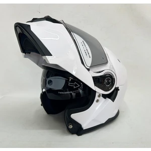 Çene Açılır Kask TK912 Parlak Beyaz Iç Güneş Vizörlü