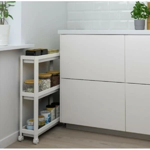 Trend Maison Çok Amaçlı Raf Ünitesi 3 Katlı Slim Tekerlekli Mutfak Banyo Düzenleyici Organizer Vesken Beyaz
