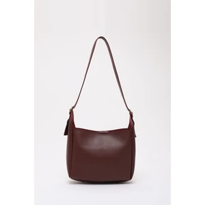 Bordo SHK158 Suni Deri Tek Bölmeli Askılı Çıtçıtlı Çapraz Kol ve Omuz Çantası