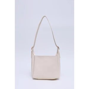 Krem SHK158 Suni Deri Tek Bölmeli Askılı Çıtçıtlı Çapraz Kol ve Omuz Çantası