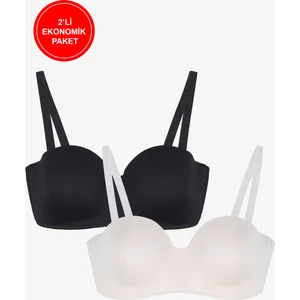 Koza İç Giyim Kadın Straplez Sütyen 2'li Paket Dikişsiz Rahatlık ve Konforlu Tasarım