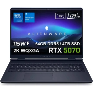 Alienware 16 Aurora Intel Core 9-270H 64GB DDR5 4TB SSD RTX5070 8GB 115W 16 inç 2K WQXGA 120Hz WVA W11 Home Gaming Laptop (AC16250-C932157Wv6)