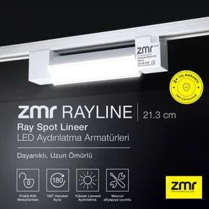 Zmr Rayline Opak Beyaz 10W 21.3 cm 3000K Crı 90 Pratik Kilit Mekanizması Ray Spot Lineer LED Aydınlatma