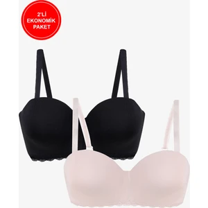 2'li Paket - Kadın Dolgusuz Mikro Straplez Sütyen