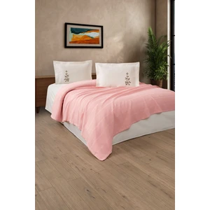 Tek Kişilik 3 Parça Nakışlı Waffle Dokuma Pike Takımı-Hediyelik Petekli Pike Legacy-Pudra