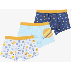 Erkek Çocuk Pamuklu Uzay Baskılı 3'lü Boxer