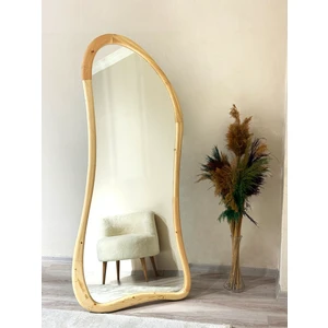 Ahşap Çerçeve Asimetrik Ayaklı Boy Aynası -Naturel