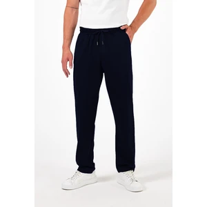 Erkek Lacivert Baggy Düz Paça Bol Kesim Yazlık Rahat Pamuklu Eşofman Altı RF0385