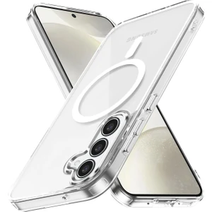 Samsung Galaxy S24 Fe Uyumlu Magsafe Şarj Özellikli Şeffaf Kamera Koruma Çıkıntılı Şeffaf Magsafe