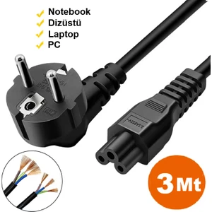 Şarj Adaptörü Yonca Power Kablosu Pc Notebook Laptop Güç Kablosu 500w (3 Metre)