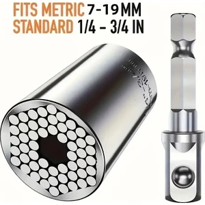 2'li Set Çok Amaçlı Universal Matkap Ucuna Takılan Evrensel Lokma Anahtar Takımı 7-19 mm Soket