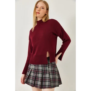 Kadın Balıkçı Yaka Önü Yırtmaçlı Triko Kazak