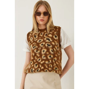 Kadın Şardonlu Leopar Desenli Süveter