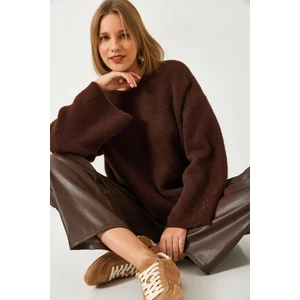 Kadın Geniş Kol Sakallı Oversize Yumoş Kazak