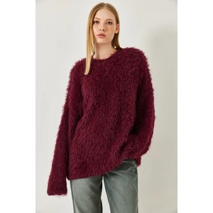 Kadın Tüylü Oversize Kazak