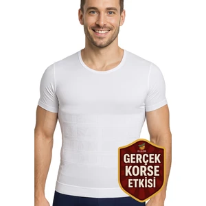Erkek Korse Atlet Göğüs Jinekomasti ve Göbek Karın Toparlayıcı Fit Görünüm Kısa Kollu