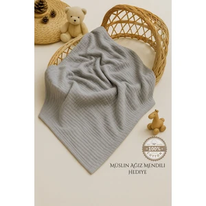 Ftbabycollection %100 Pamuk 4 Katlı Müslin Bebek Battaniyesi Gri Oeko-Tex Sertifikalı Müslin Örtü 100x110 cm