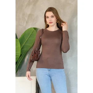 Soft Touch Modal Penye Basic Bluz Uzun Reglan Kol Kadın Body Likralı Tişört
