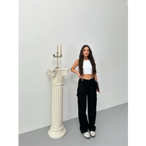 Kadın Kargo Cepli Likralı Yüksek Bel Wide Leg Pantolon