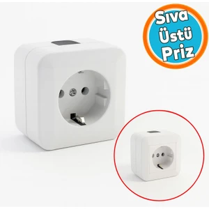 Sıva Üstü Topraklı Monofaze Priz Tekli Grup Priz Kare Fiş Grup Priz Kablosuz Klemensli 220 V