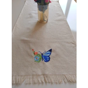 Nakışlı Otantik Organik Püsküllü Runner 45X105 cm