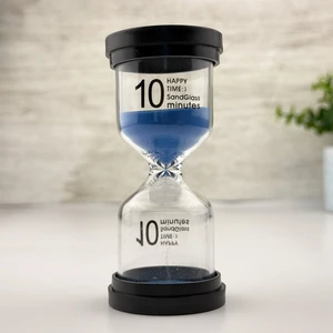 Renkli Dekoratif Kum Saati 10 Dakika, Cam Gövdeli Modern Kum Saati 10 Dk, Ofis, Ev ve Çocuk Odası Dekoru Için Modern Tasarım Kum Saati – Zaman Ölçer Masa Saati