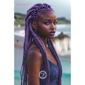 Afrika Örgüsü & Rasta İçin Sentetik Saç KÜLLÜ MOR Purple