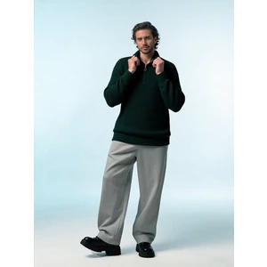 V Yaka Fermuarlı Triko – Casual Fit