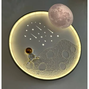 Astronot Ledli Kumandalı Tavan Avizesi 3 Işık Renk Tonu (Sarı, Beyaz ve Günışığı) Kumanda Ile Gece Modua