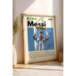 Lionel Messi Çerçeveli Tablo - Dekoratif Çerçeveli Futbolcu Poster Tablo