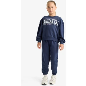 Kız Çocuk 2'li Takım Baskılı Sweatshirt Eşofman Altı E6416A825AU