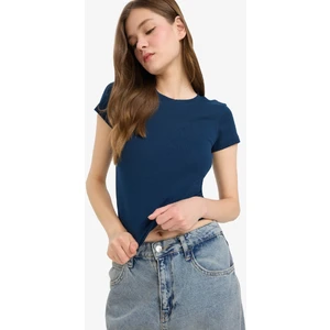 Coool Fitted Bisiklet Yaka Ribana Kısa Kollu Tişört E0288AX25AU