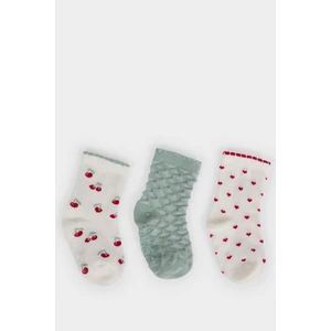 Kız Bebek Kaydırmaz Taban 3'lü Pamuklu Uzun Çorap F6740A5NS