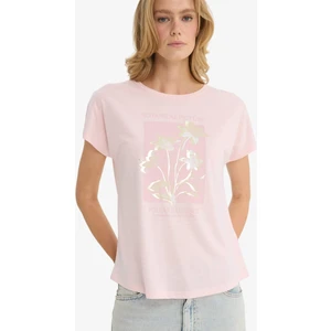 Bisiklet Yaka Çiçekli Kısa Kollu Tişört F5099AX25AU