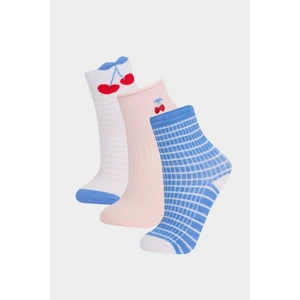 Kız Çocuk 3'lü Pamuklu Uzun Çorap F8708A8NS