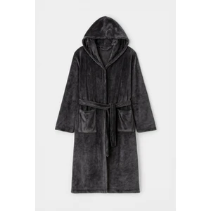 Kadın Kapüşonlu Yumuşak Kadife Dokulu Sabahlık