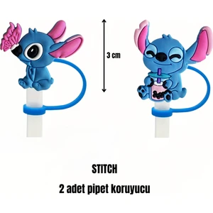 Termos Pipet Koruyucu 2 Adet Stitch Pipet Koruyucu Silikon Pipet Kılıfı Pipet Tıpası
