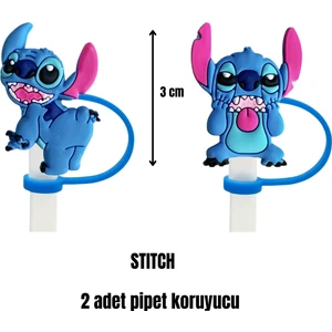 Termos Pipet Koruyucu 2 Adet Stitch Pipet Koruyucu Silikon Pipet Kılıfı Pipet Tıpası