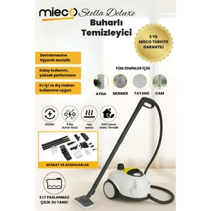 Stella Deluxe  5 Bar/ 2100W / Çok Fonksiyonlu 25 Parça Buharlı Temizleme Makinası - Beyaz