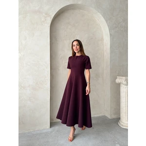 Kadın Maxi Boy Kloş Prenses Mürdüm Elbise