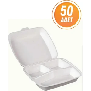 Eliz Party 3 Gözlü Kapaklı Köpük Tabak 50 Adet Köpük Tabak