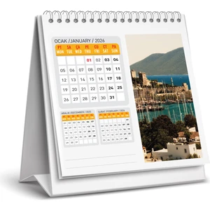 Naturel Basım 2026 Türkiye Manzara Masa Takvimi 12 Sayfa 16x15 cm Standart Renkli
