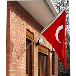 Bayrak Direği 155CM + Türk Bayrağı 70X105CM, Bina Cephe Direği, Balkon Bayrak Direği