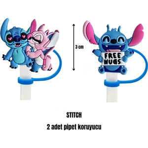 Termos Pipet Koruyucu 2 Adet Stitch Pipet Koruyucu Silikon Pipet Kılıfı Pipet Tıpası