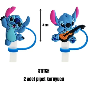 Termos Pipet Koruyucu 2 Adet Stitch Pipet Koruyucu Silikon Pipet Kılıfı Pipet Tıpası